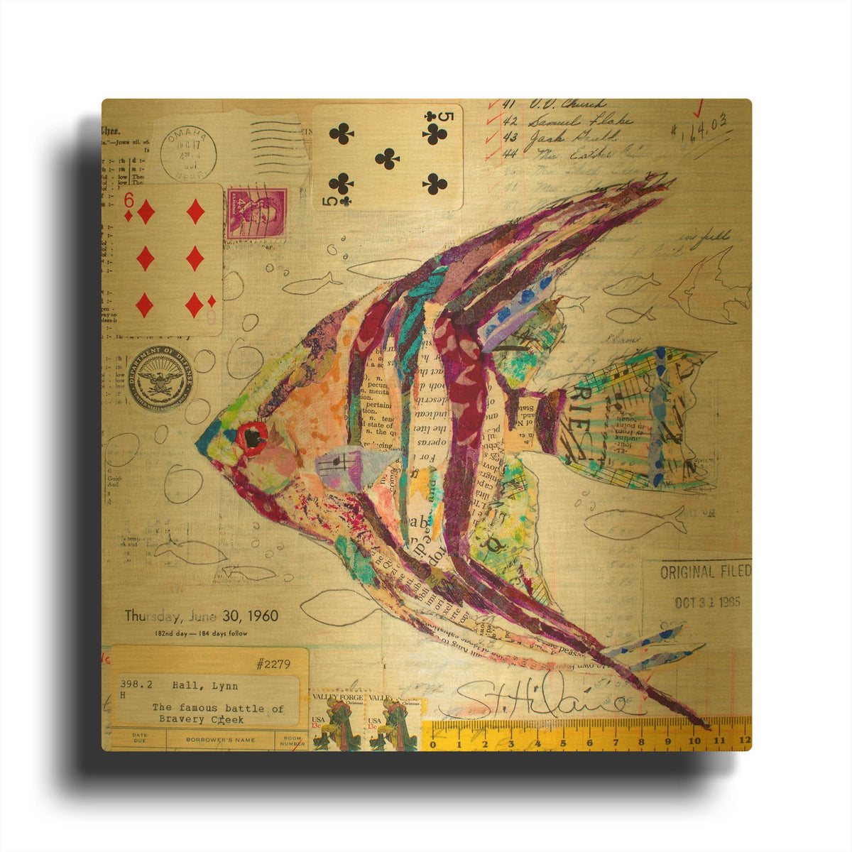 'Angel Fish at Bravery Creek' By St. Hilaire Elizabeth Gold Metal Wall Art