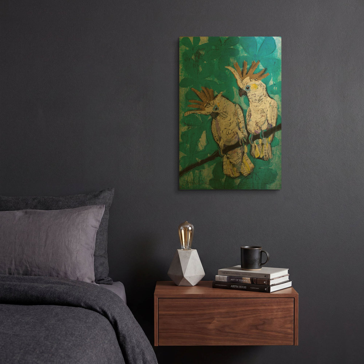 'Two Cockatoos' By St. Hilaire Elizabeth Gold Metal Wall Art