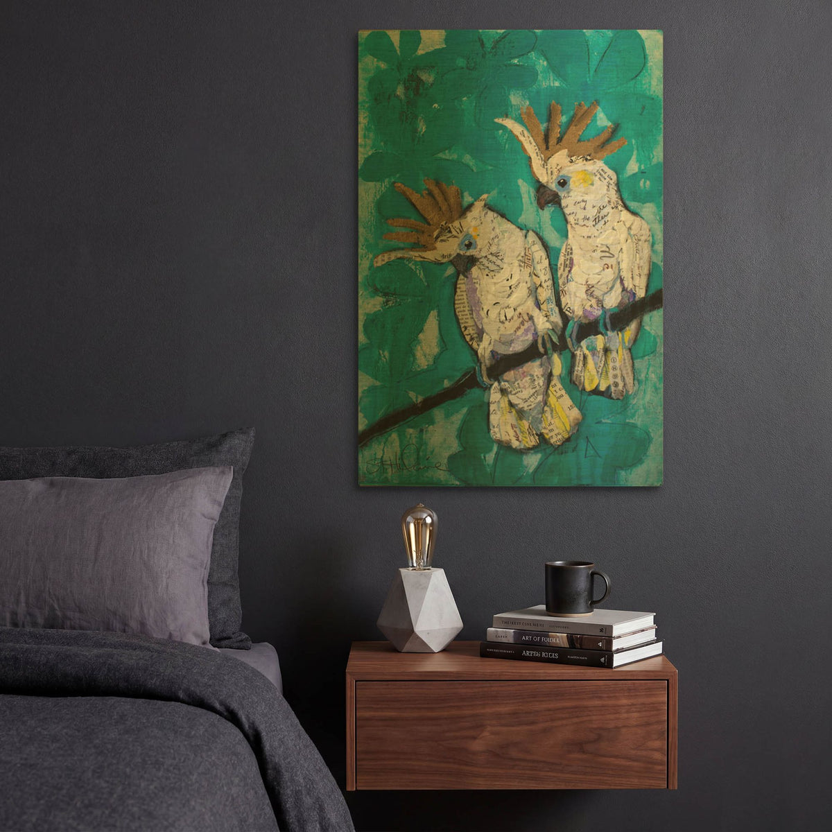 'Two Cockatoos' By St. Hilaire Elizabeth Gold Metal Wall Art