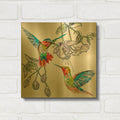 'Edit Hummers and Blooms 1' By St. Hilaire Elizabeth Gold Metal Wall Art