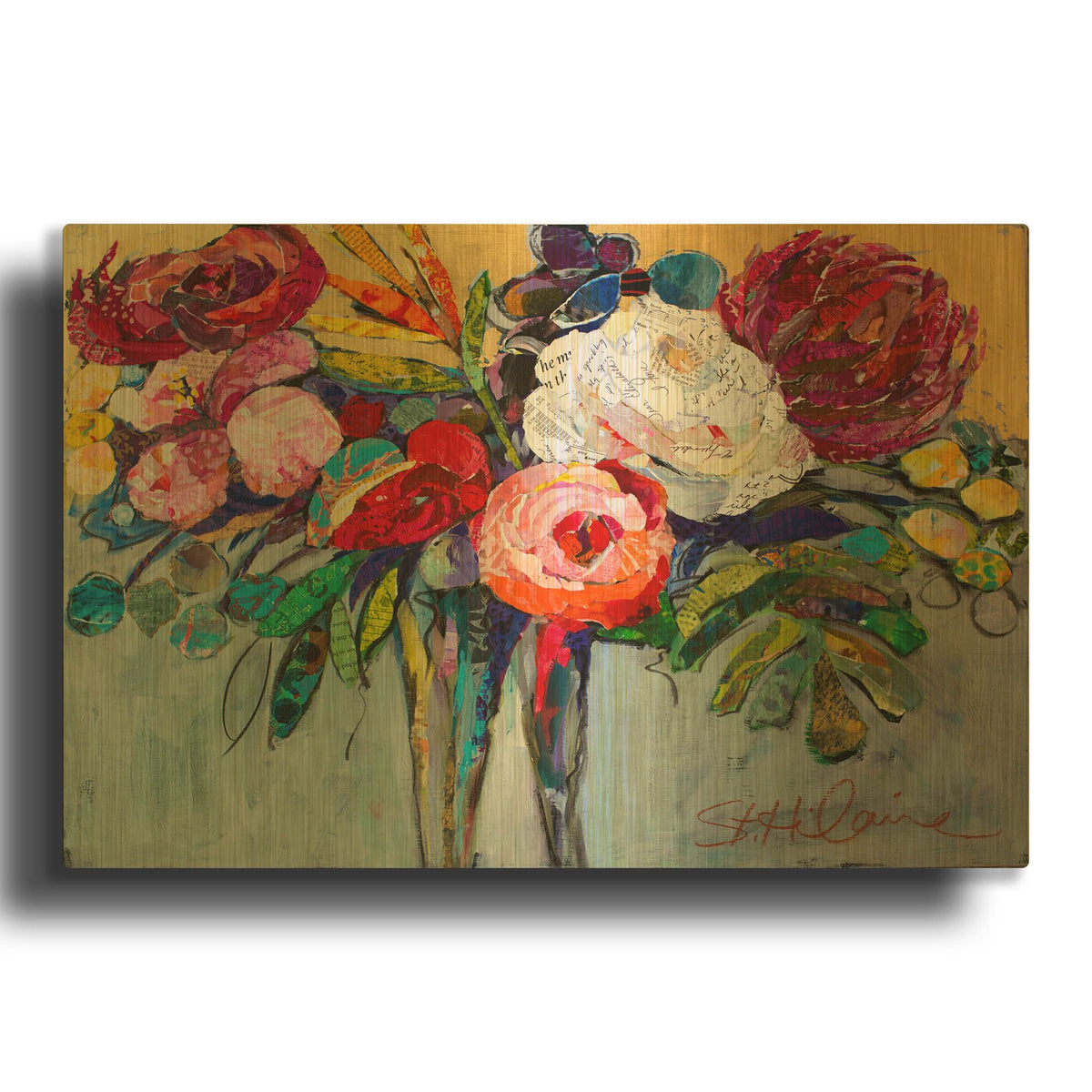 'Thinking of You' By St. Hilaire Elizabeth Gold Metal Wall Art