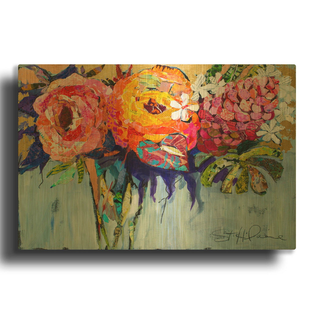 'Tropical Blossoms' By St. Hilaire Elizabeth Gold Metal Wall Art