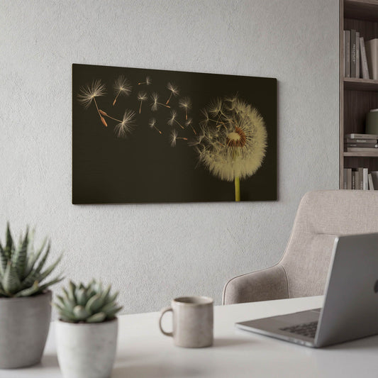 'Dandelion Flying' By Bess Hamiti Gold Metal Wall Art