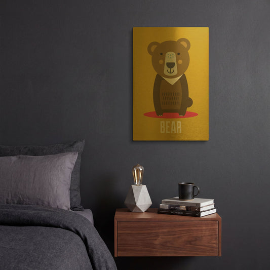 'Bear Kids Nursery' By Gary Williams Gold Metal Wall Art