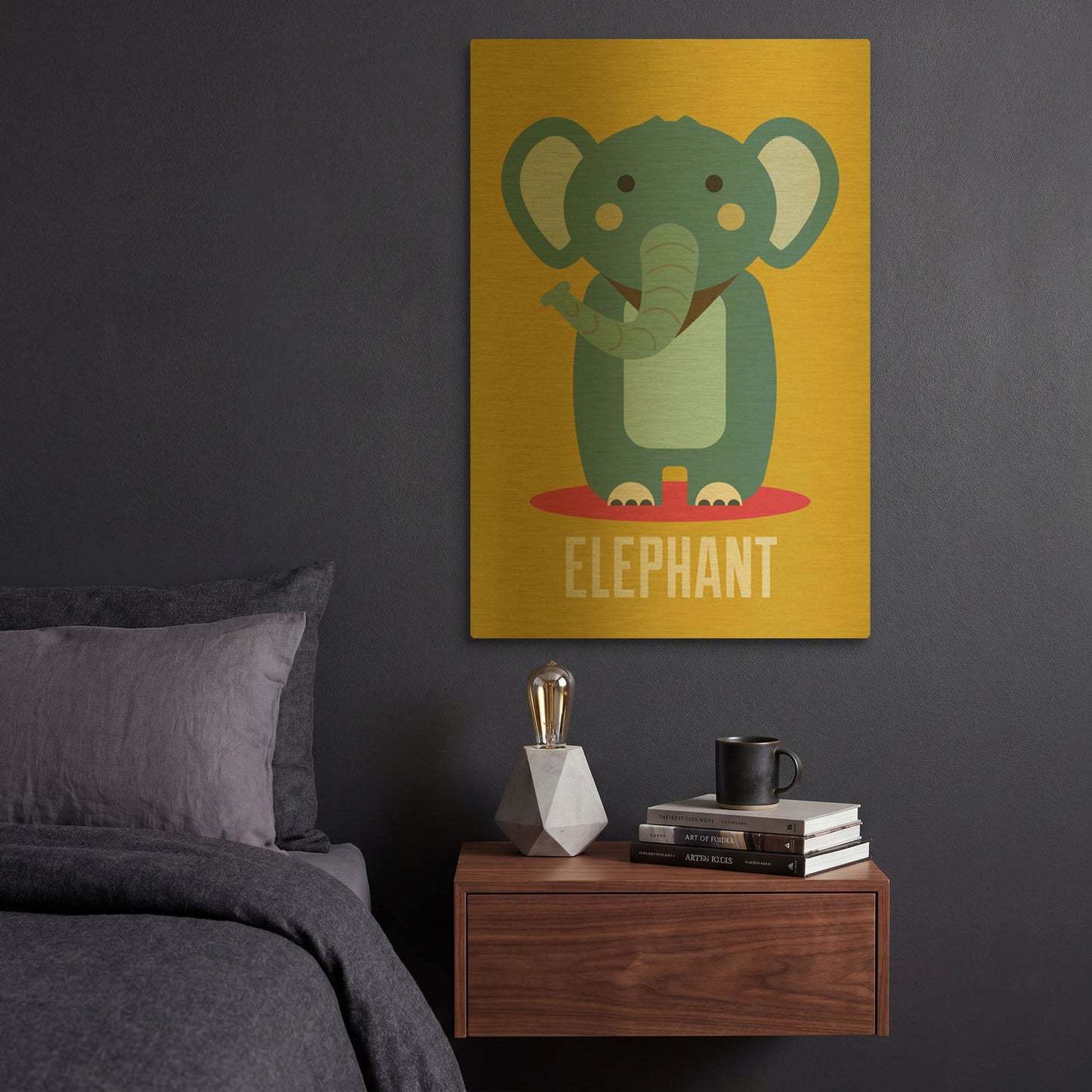 'Elephant Kids Nursery' By Gary Williams Gold Metal Wall Art