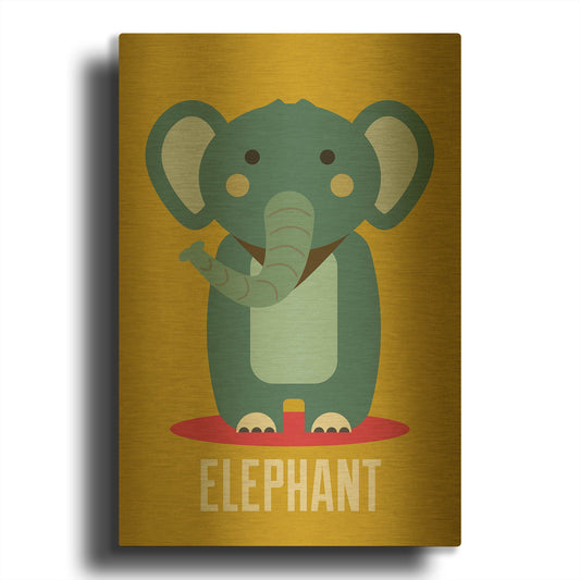 'Elephant Kids Nursery' By Gary Williams Gold Metal Wall Art