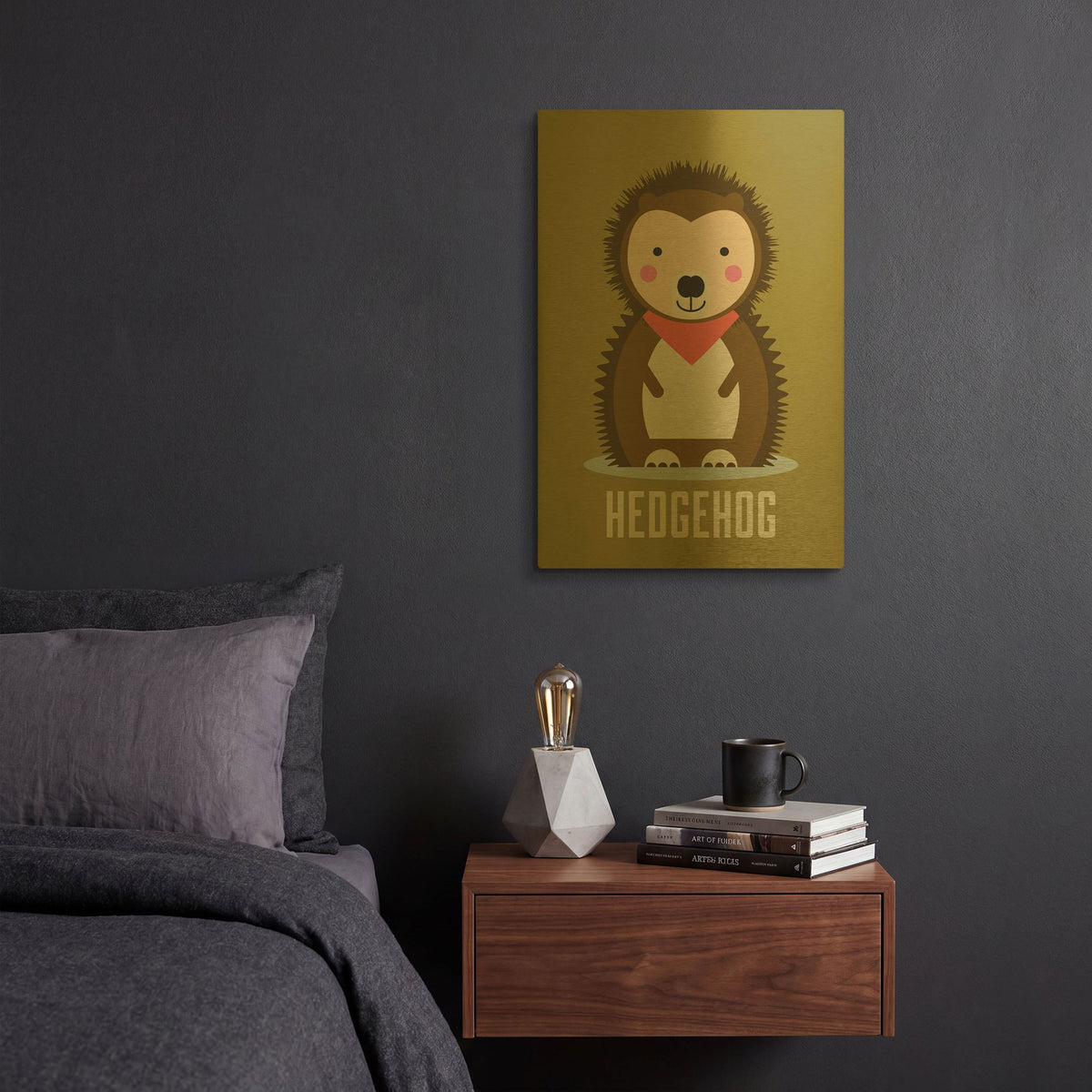 'Hedgehog Kids Nursery' By Gary Williams Gold Metal Wall Art