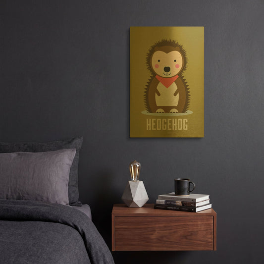 'Hedgehog Kids Nursery' By Gary Williams Gold Metal Wall Art