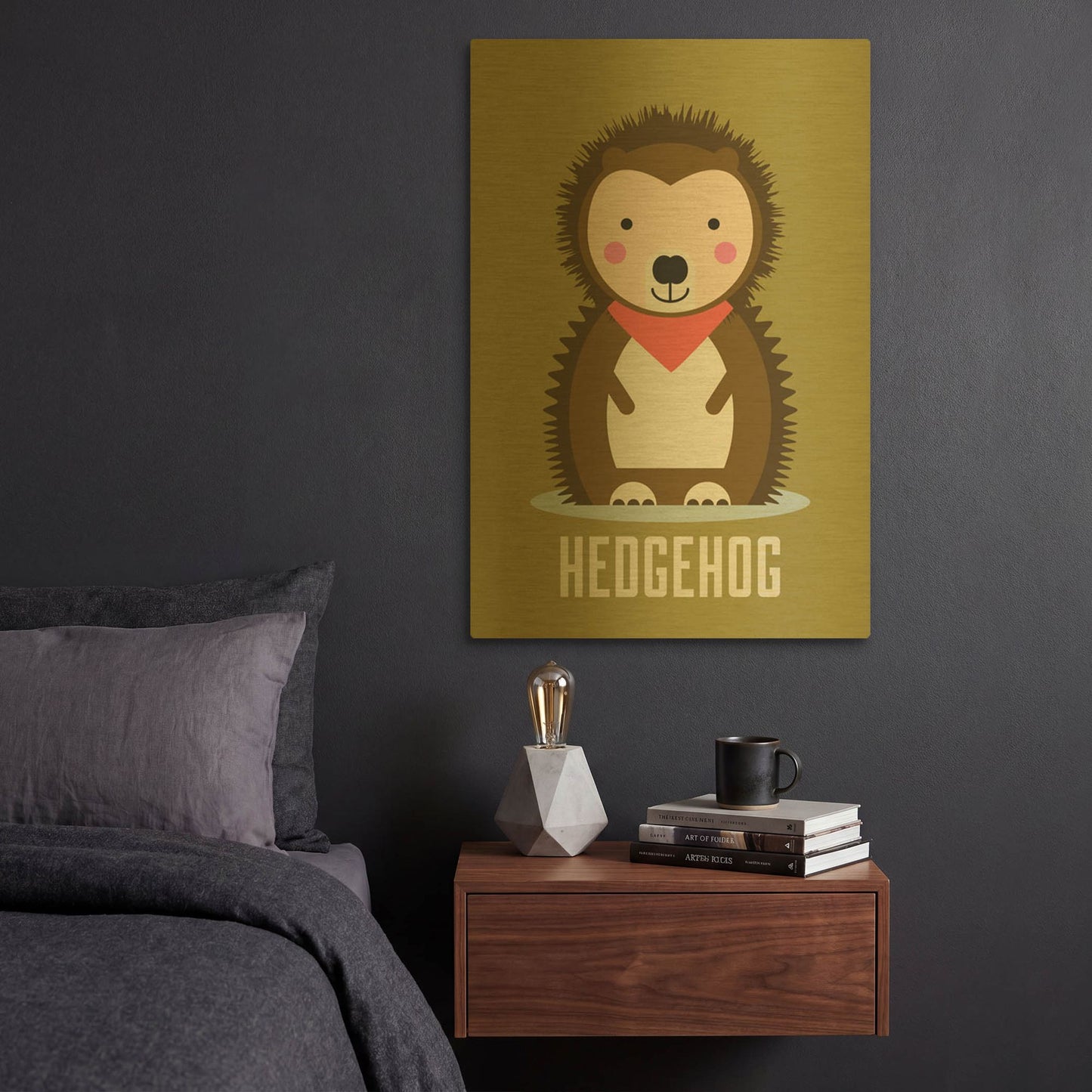 'Hedgehog Kids Nursery' By Gary Williams Gold Metal Wall Art
