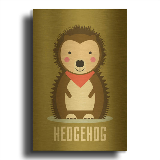 'Hedgehog Kids Nursery' By Gary Williams Gold Metal Wall Art
