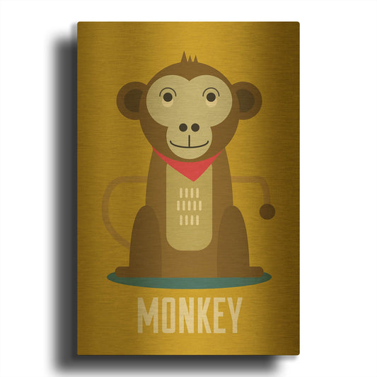 'Monkey Kids Nursery' By Gary Williams Gold Metal Wall Art