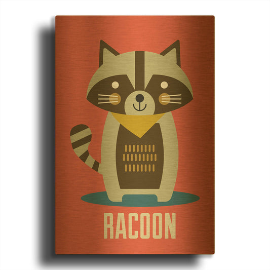 'Racoon Kids Nursery' By Gary Williams Gold Metal Wall Art