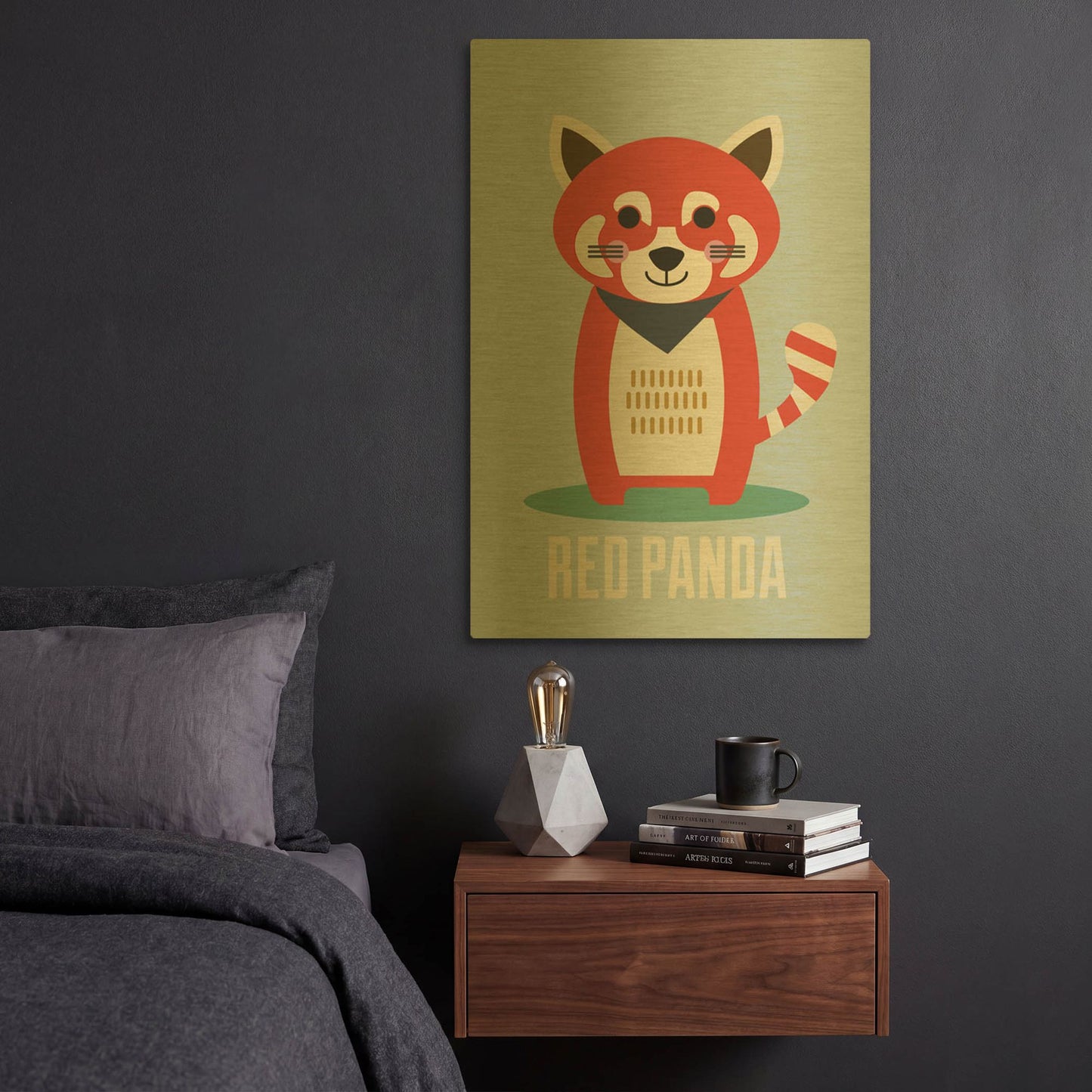 'Red Panda Kids Nursery' By Gary Williams Gold Metal Wall Art
