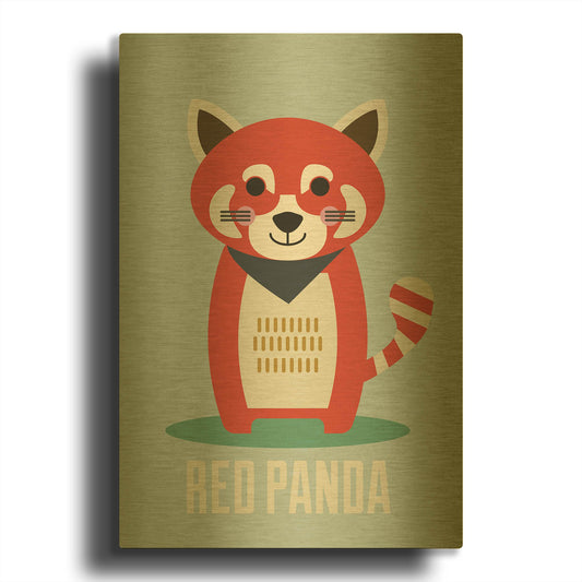 'Red Panda Kids Nursery' By Gary Williams Gold Metal Wall Art