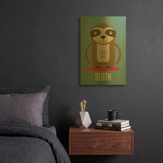 'Sloth Kids Nursery' By Gary Williams Gold Metal Wall Art