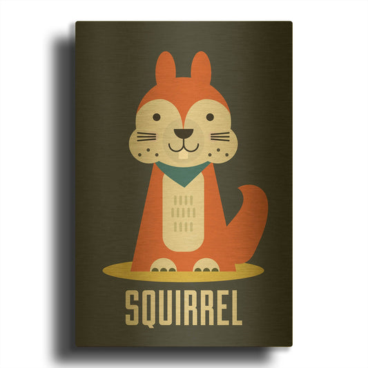 'Squirrel Kids Nursery' By Gary Williams Gold Metal Wall Art