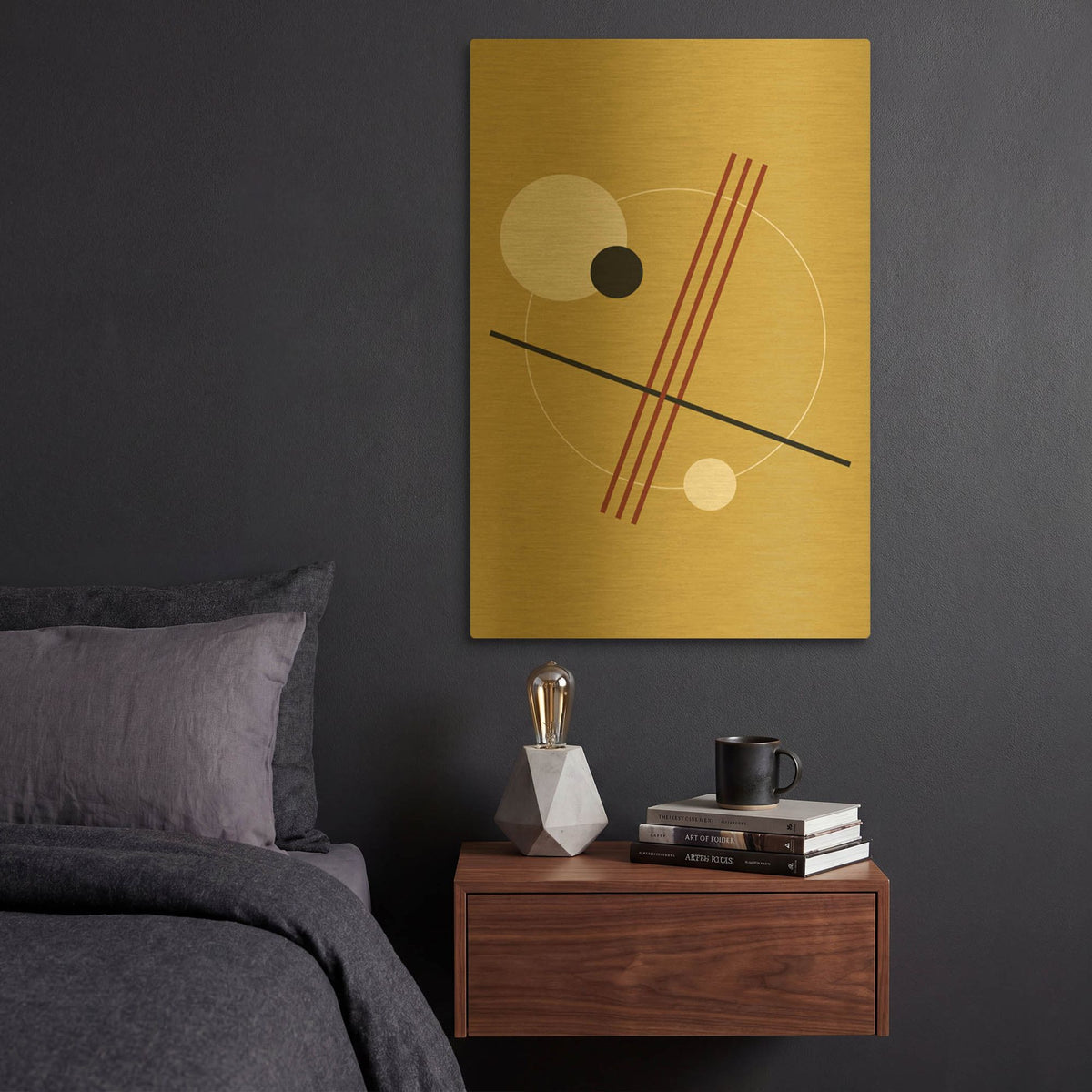 'Suprematist Abstract Geometric 3' By Gary Williams Gold Metal Wall Art