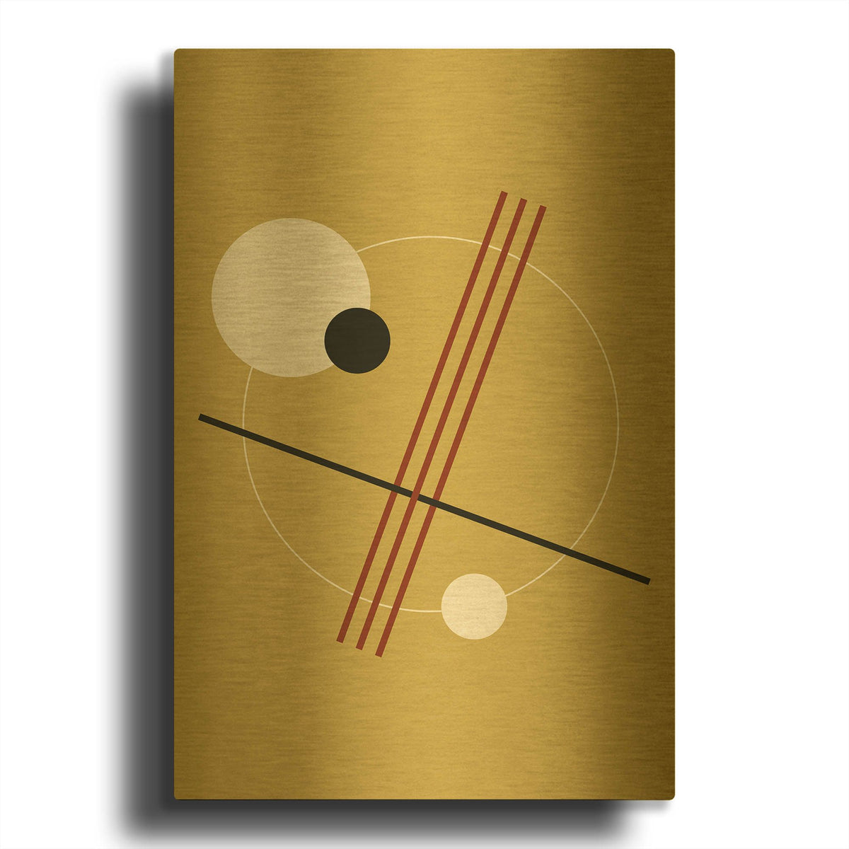 'Suprematist Abstract Geometric 3' By Gary Williams Gold Metal Wall Art
