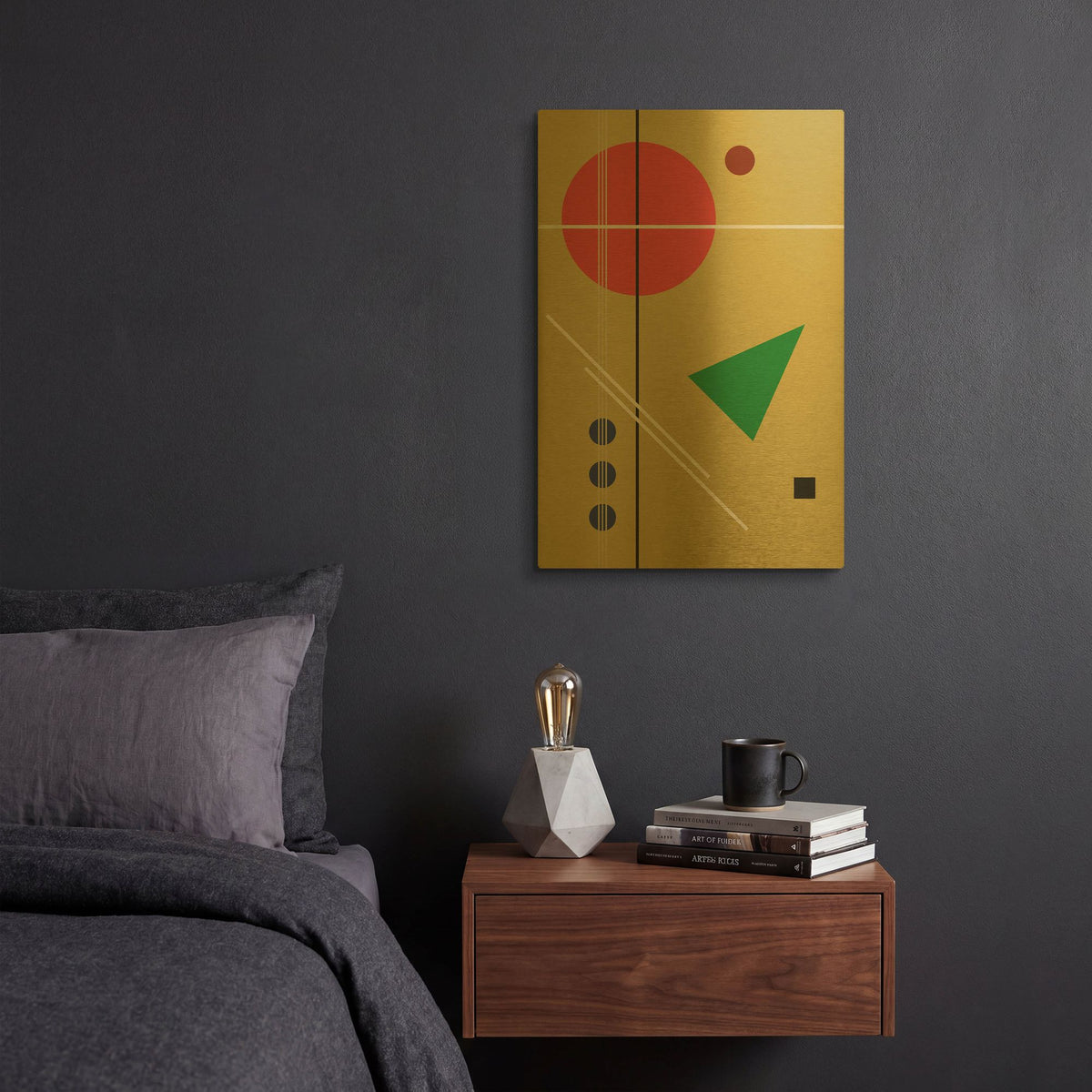 'Suprematist Abstract Geometric 7' By Gary Williams Gold Metal Wall Art