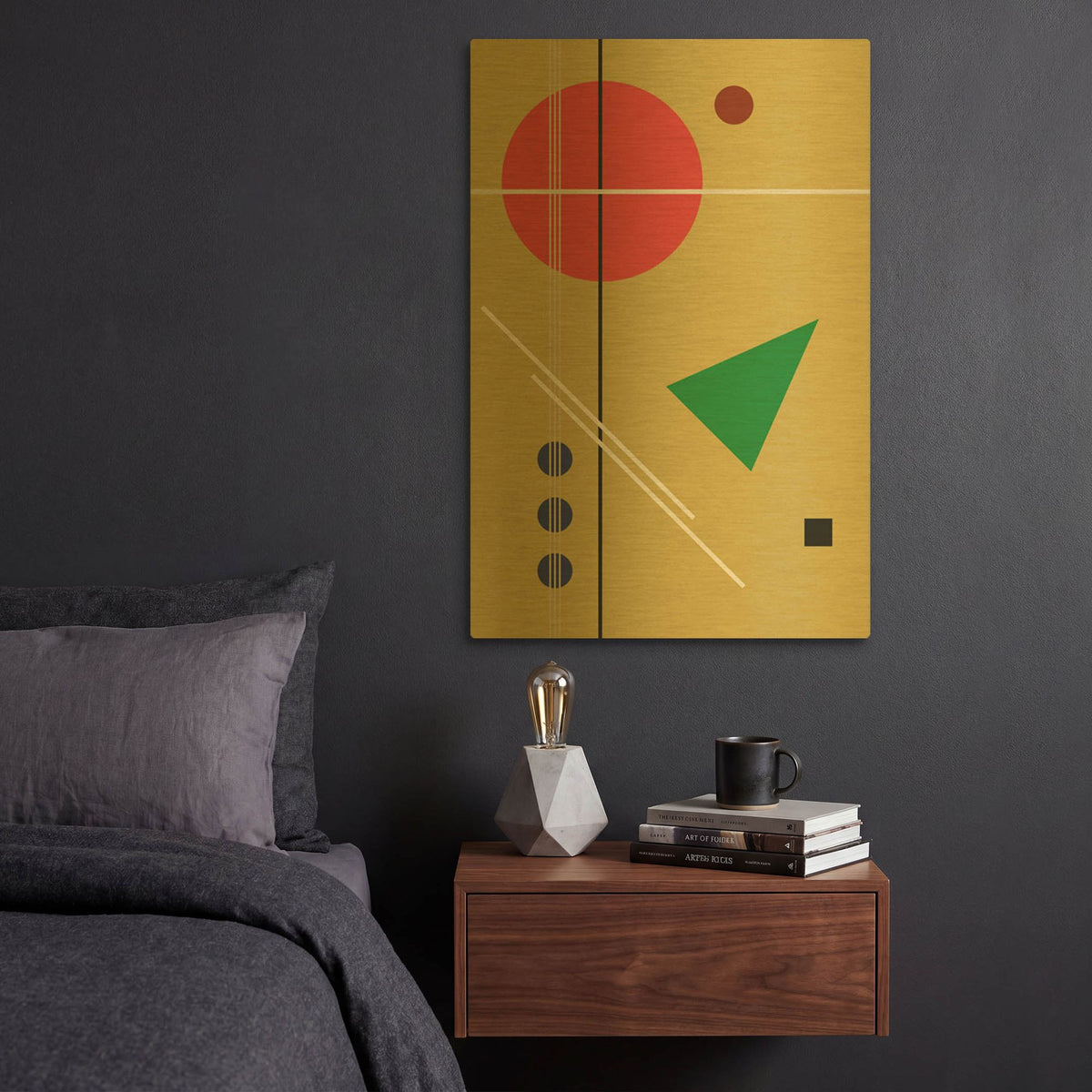 'Suprematist Abstract Geometric 7' By Gary Williams Gold Metal Wall Art