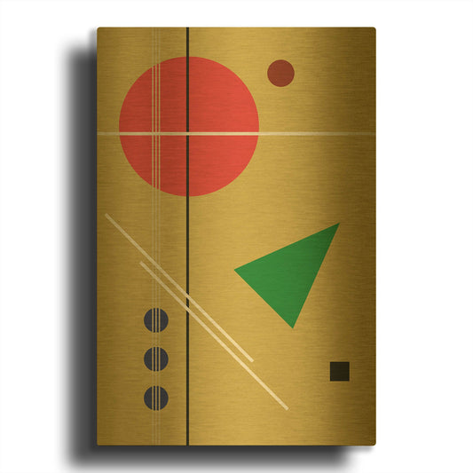 'Suprematist Abstract Geometric 7' By Gary Williams Gold Metal Wall Art