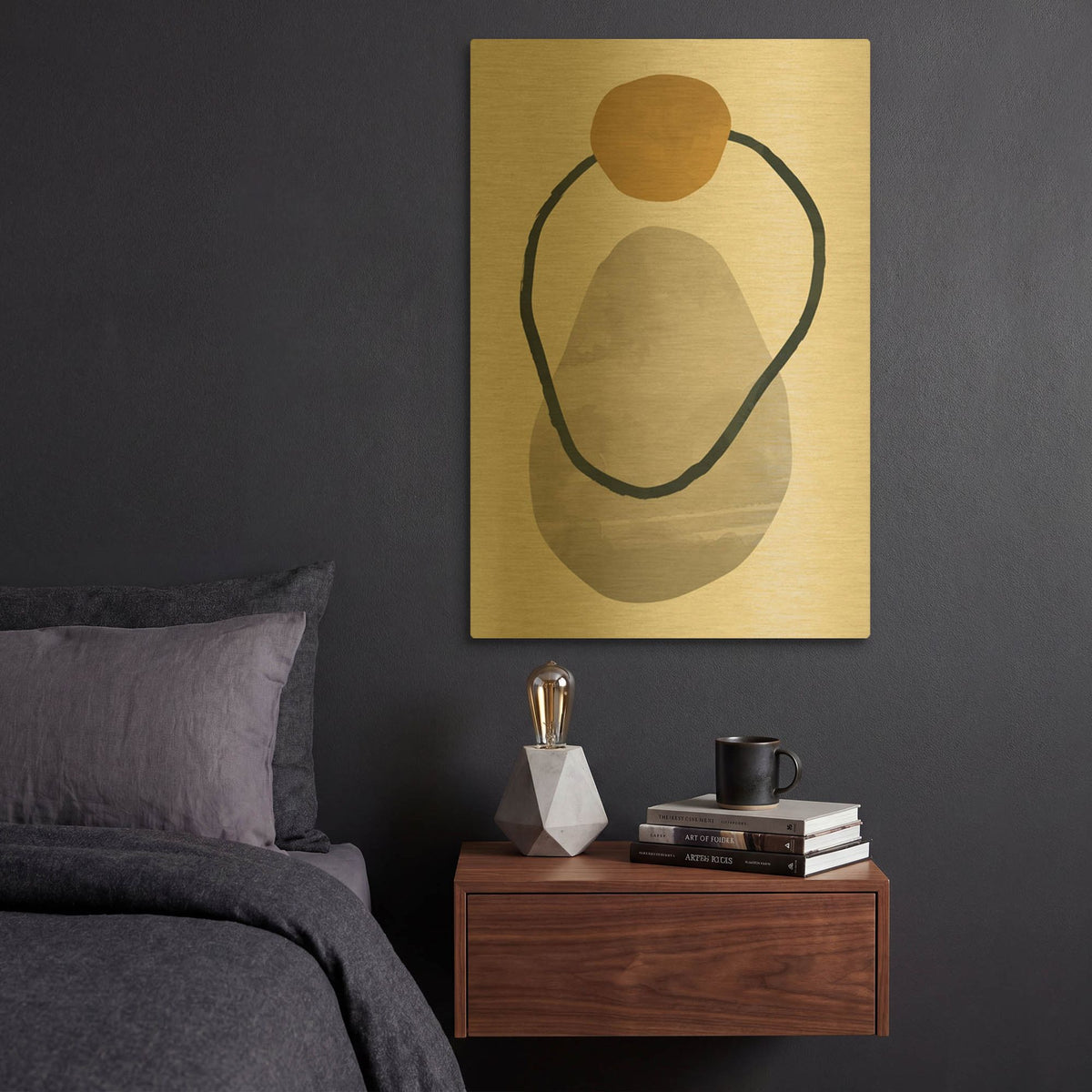 'Scandi Pebbles 7' By Gary Williams Gold Metal Wall Art