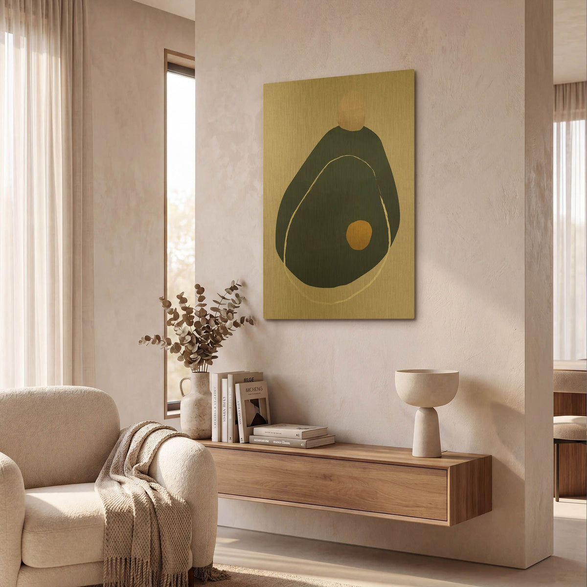 'Scandi Pebbles 8' By Gary Williams Gold Metal Wall Art