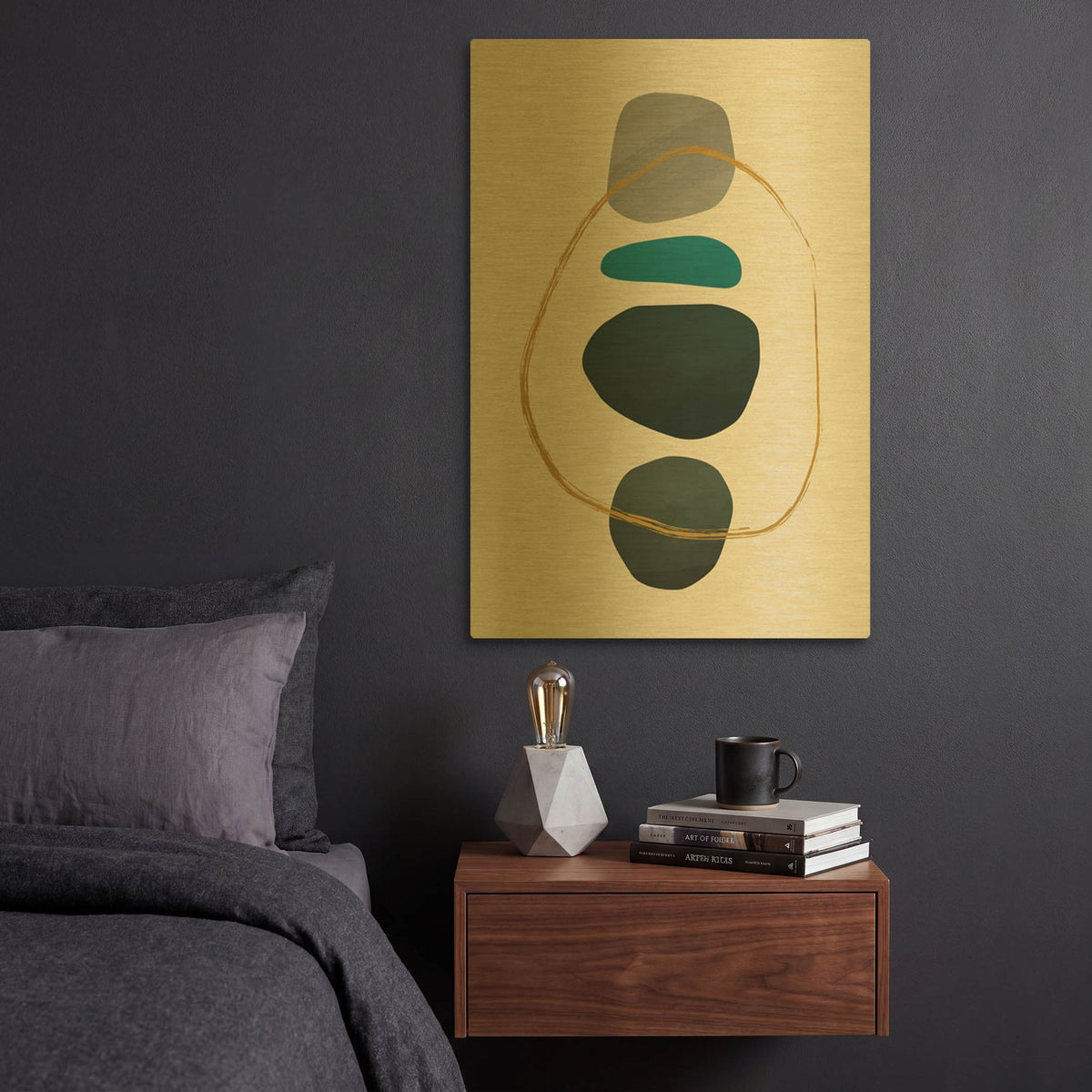 'Scandi Pebbles 11' By Gary Williams Gold Metal Wall Art