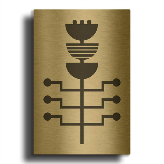 'Monochrome Geometric Flower' By Gary Williams Gold Metal Wall Art