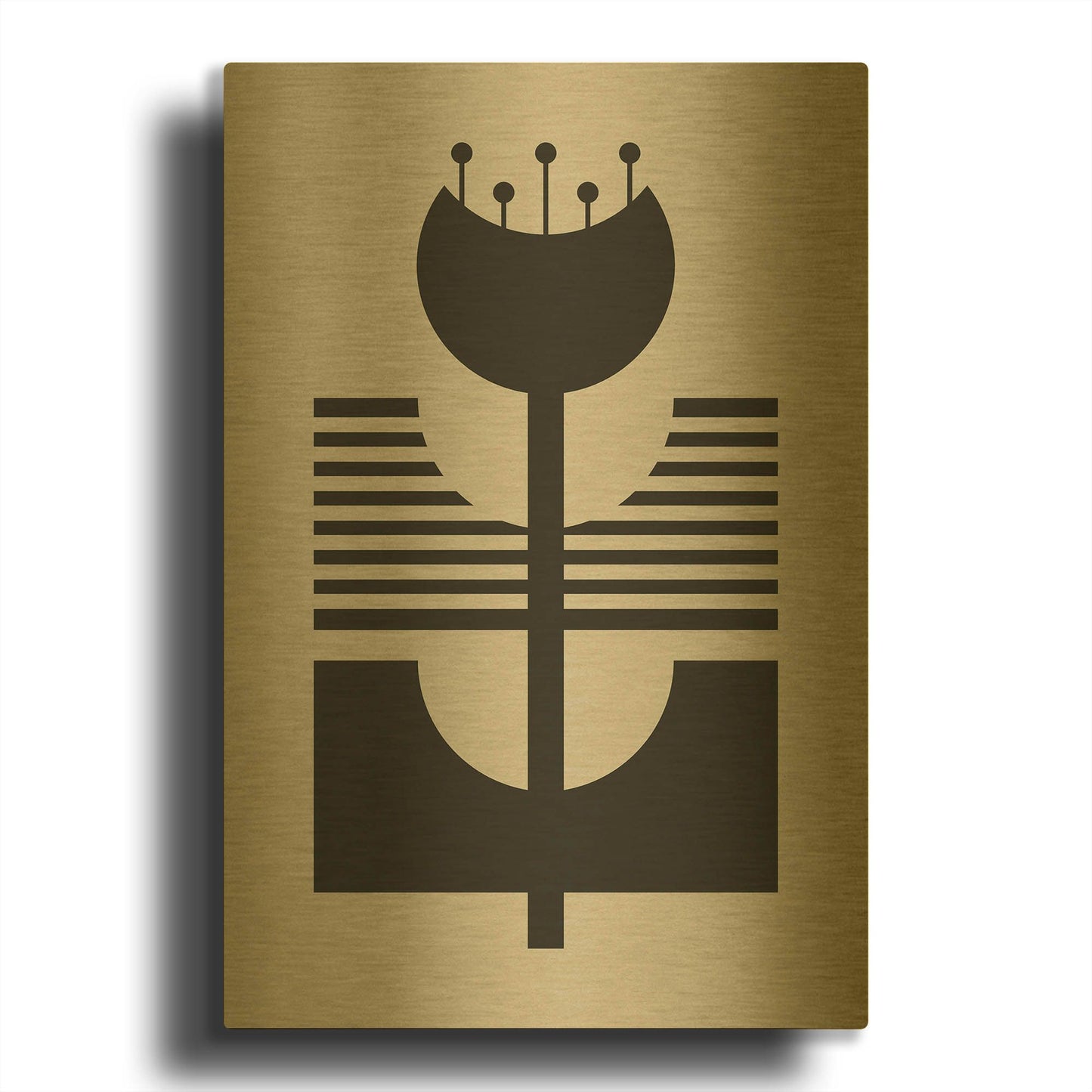 'Monochrome Geometric Flower 2' By Gary Williams Gold Metal Wall Art
