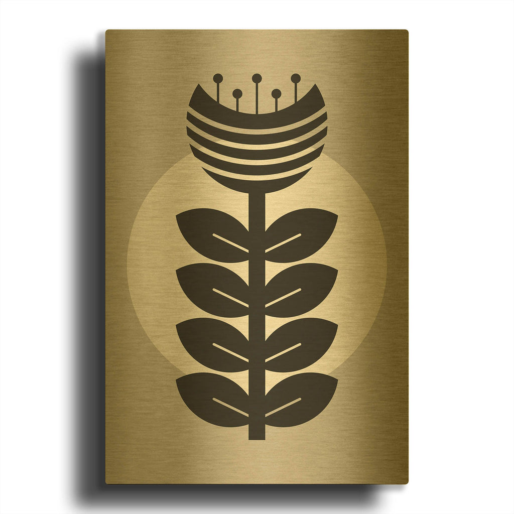 'Monochrome Geometric Flower 3' By Gary Williams Gold Metal Wall Art