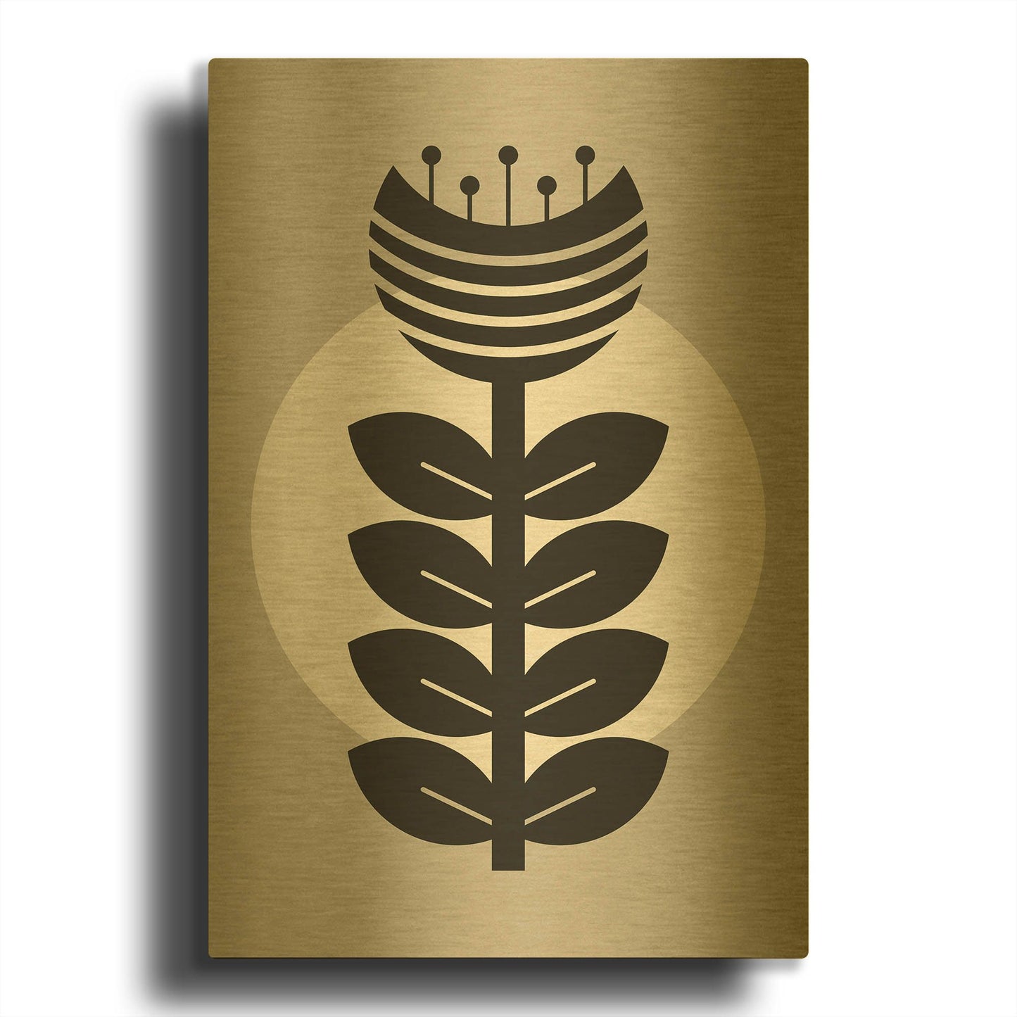 'Monochrome Geometric Flower 3' By Gary Williams Gold Metal Wall Art
