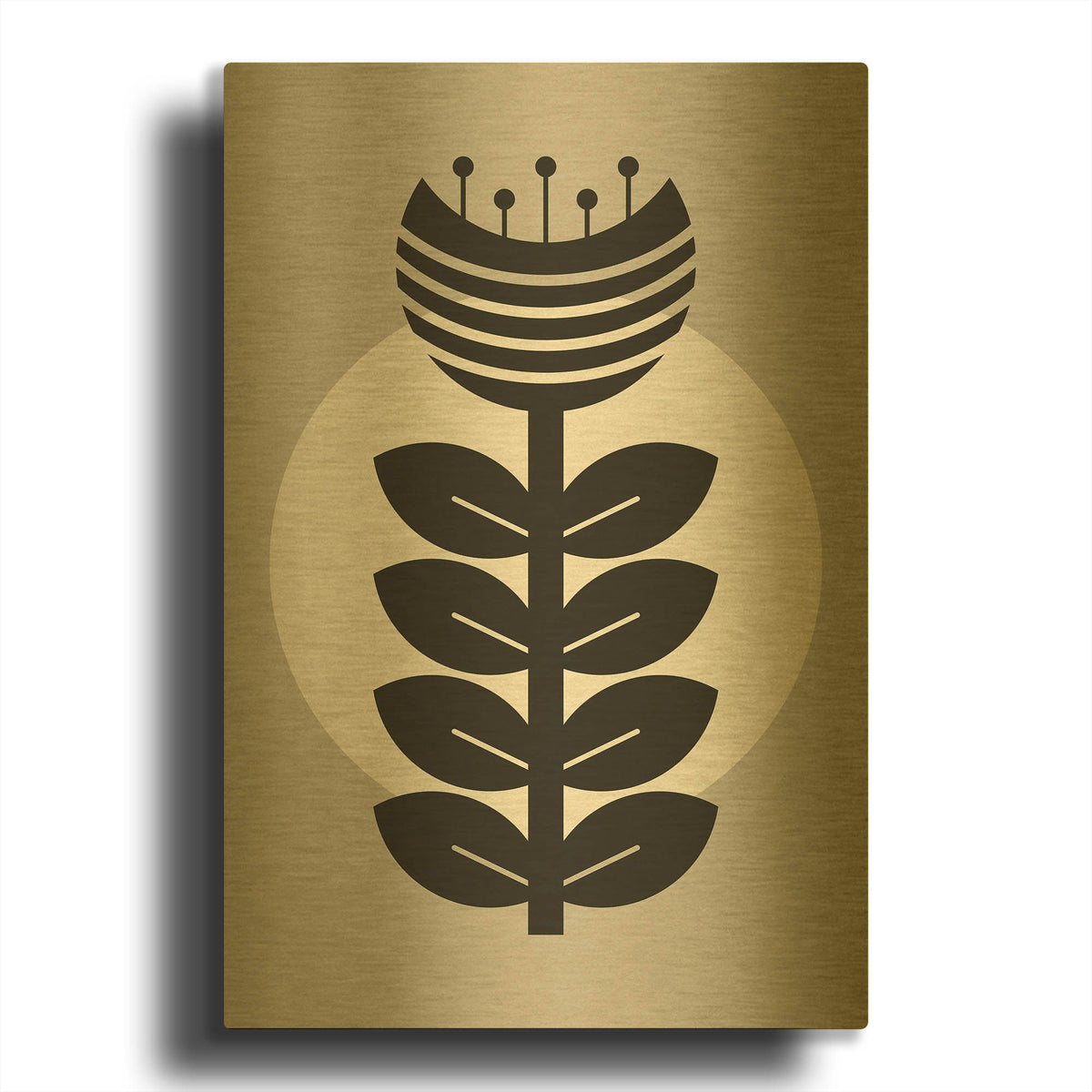 'Monochrome Geometric Flower 3' By Gary Williams Gold Metal Wall Art