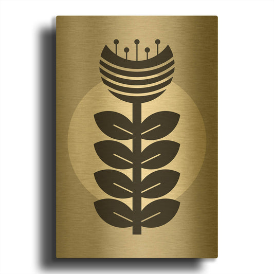 'Monochrome Geometric Flower 3' By Gary Williams Gold Metal Wall Art
