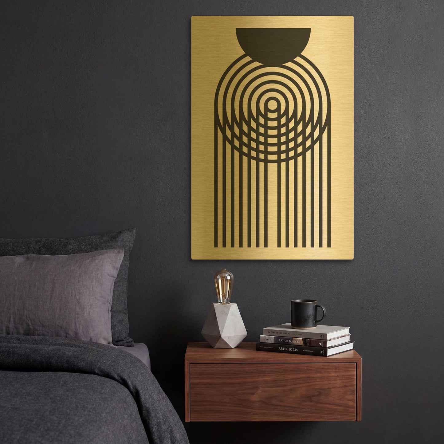 'Geometric Minimalist 2' By Gary Williams Gold Metal Wall Art