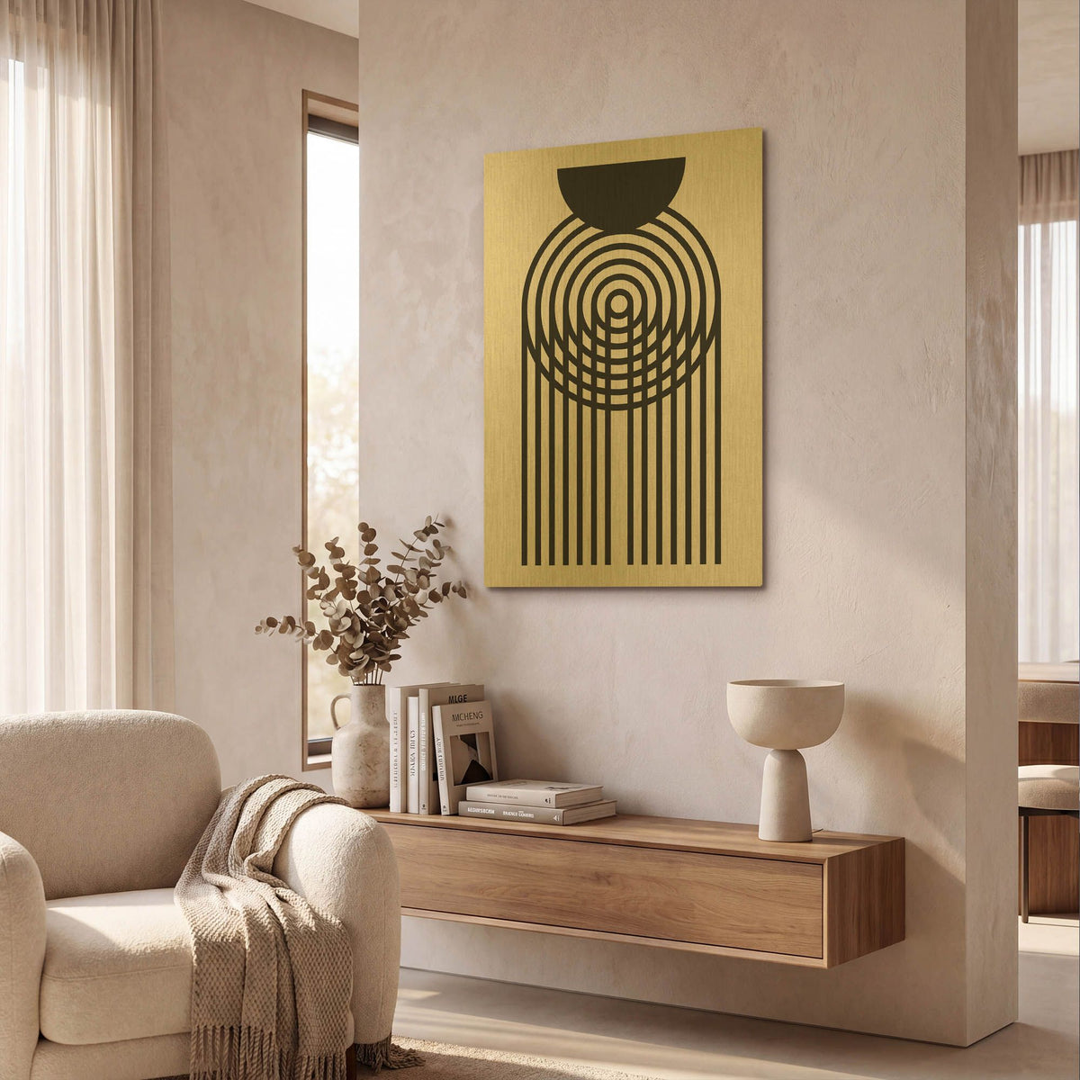 'Geometric Minimalist 2' By Gary Williams Gold Metal Wall Art