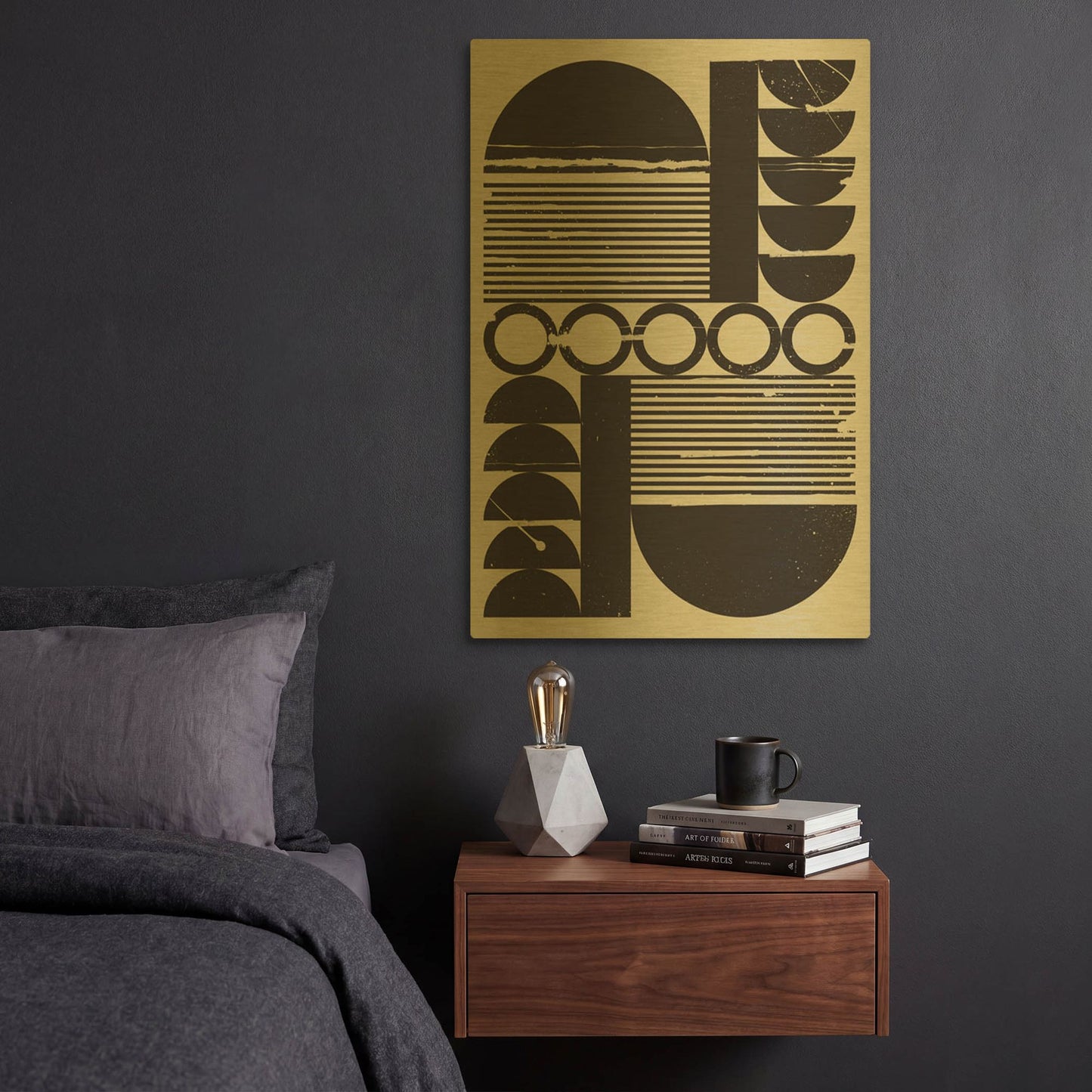 'Abstract Geometric 11' By Gary Williams Gold Metal Wall Art