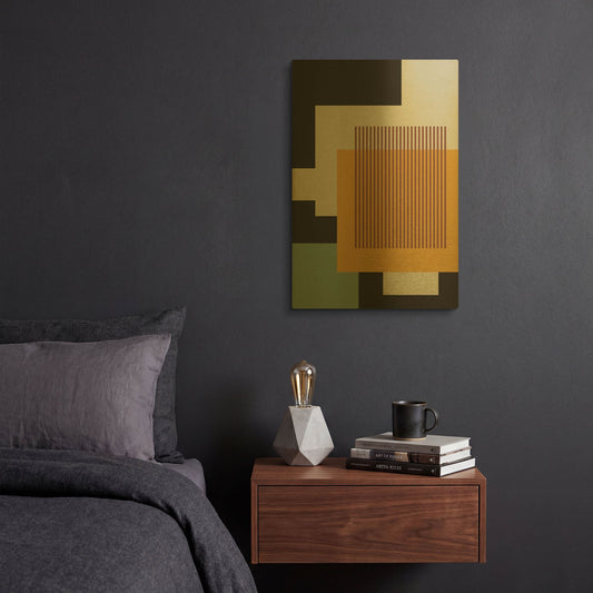'Abstract Geometric 17' By Gary Williams Gold Metal Wall Art