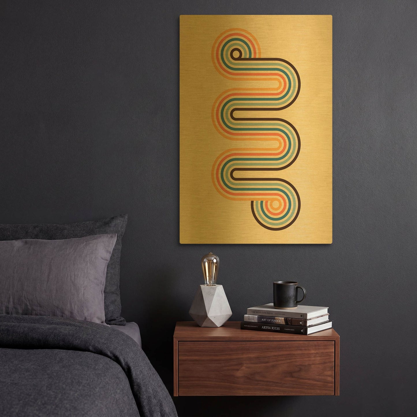 'Retro 3' By Gary Williams Gold Metal Wall Art