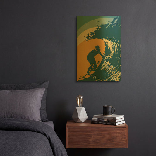 'Retro Surfer' By Gary Williams Gold Metal Wall Art