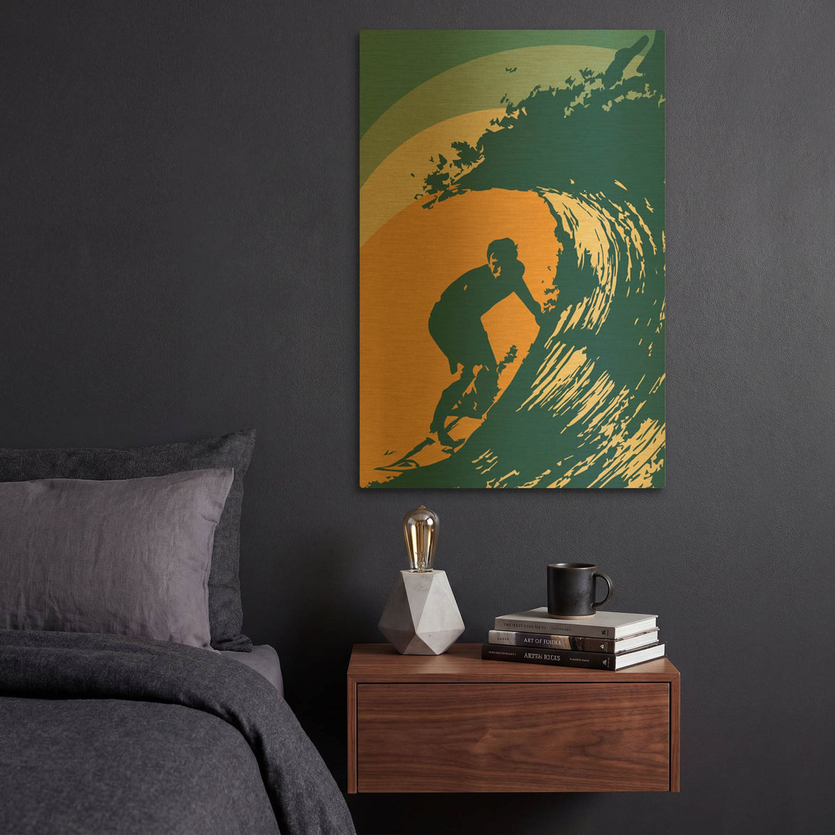 'Retro Surfer' By Gary Williams Gold Metal Wall Art