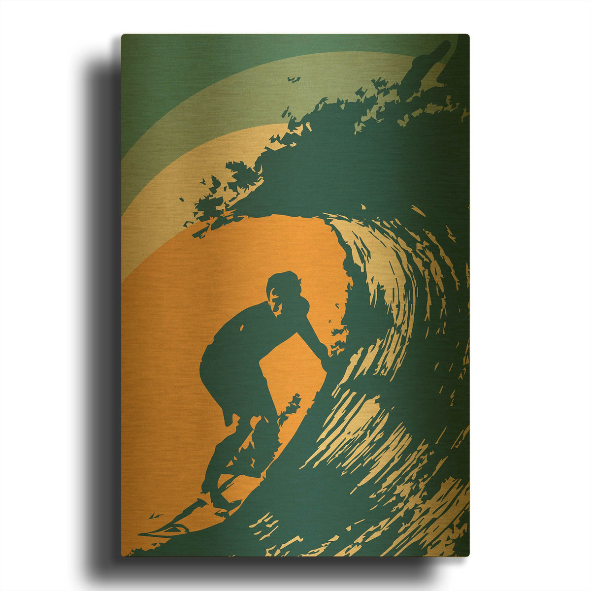 'Retro Surfer' By Gary Williams Gold Metal Wall Art