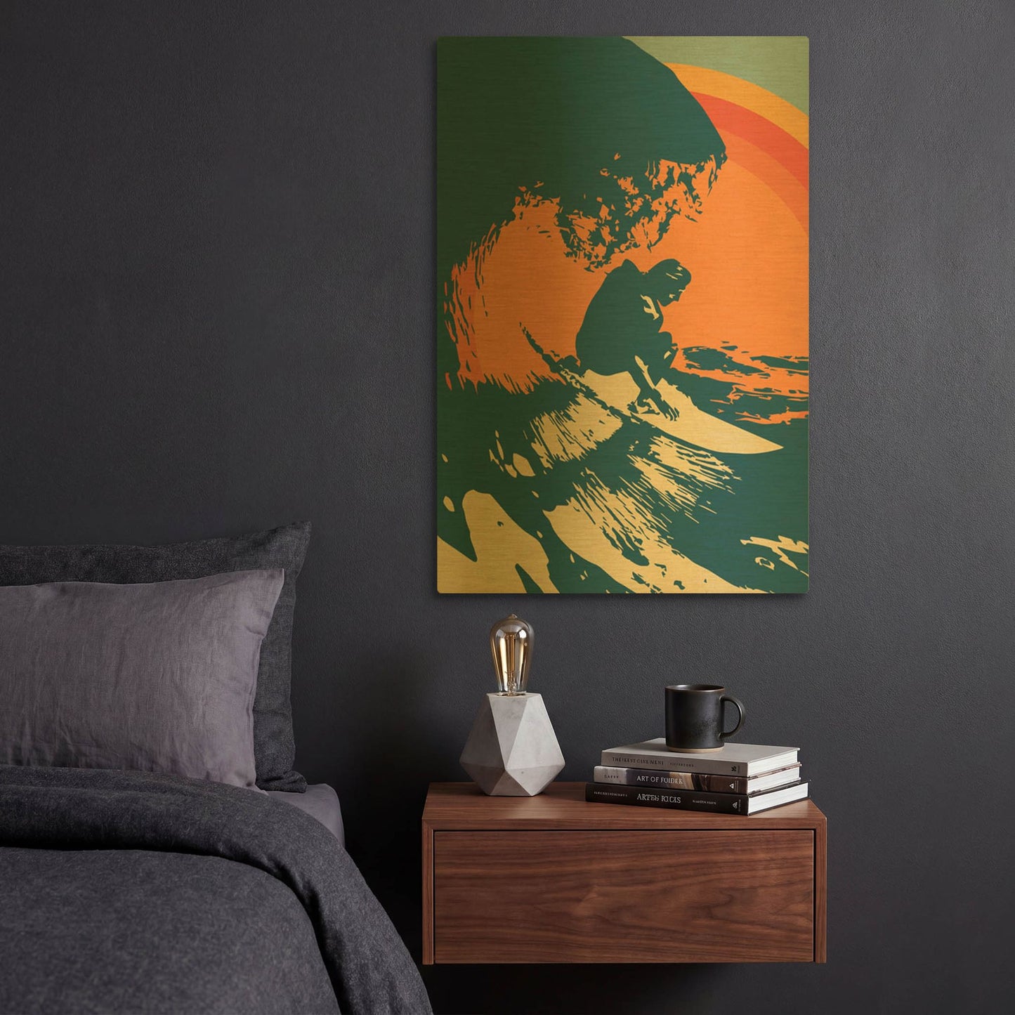 'Retro Surfer 2' By Gary Williams Gold Metal Wall Art
