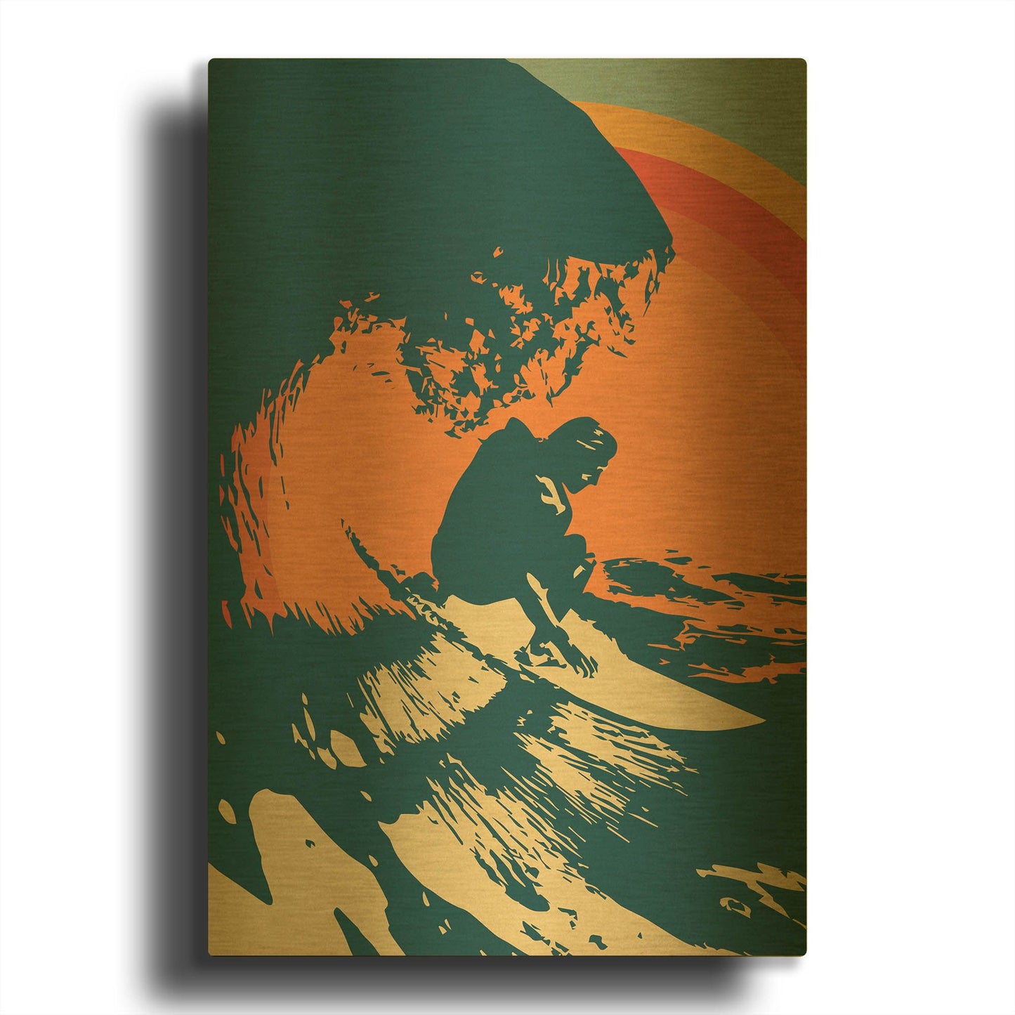 'Retro Surfer 2' By Gary Williams Gold Metal Wall Art