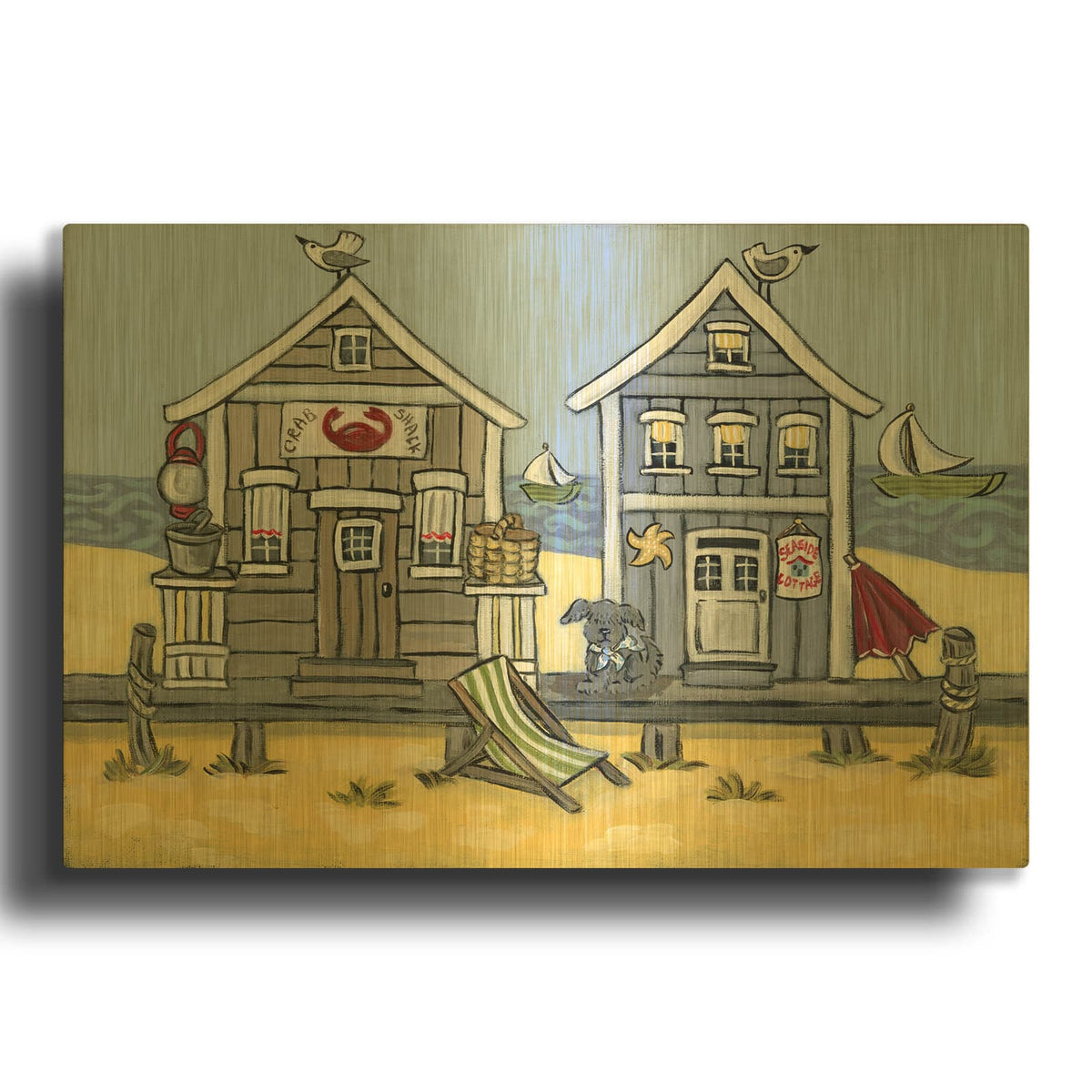 'Crab Shack' By Holly Wojhan Gold Metal Wall Art