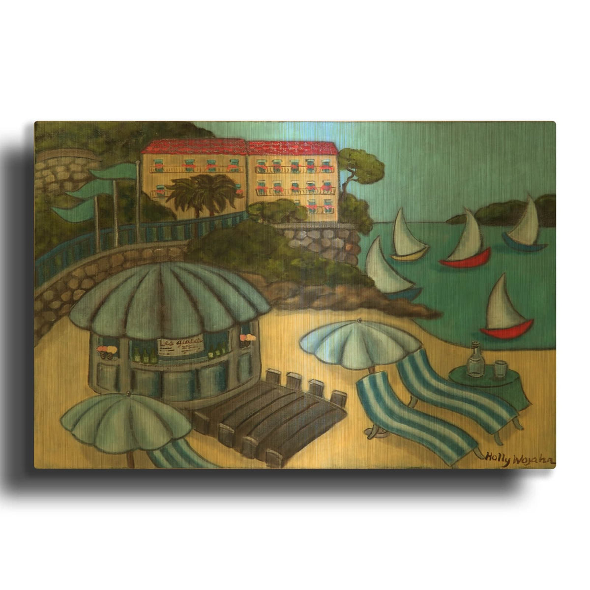 'Resting on the Rivieraf' By Holly Wojhan Gold Metal Wall Art