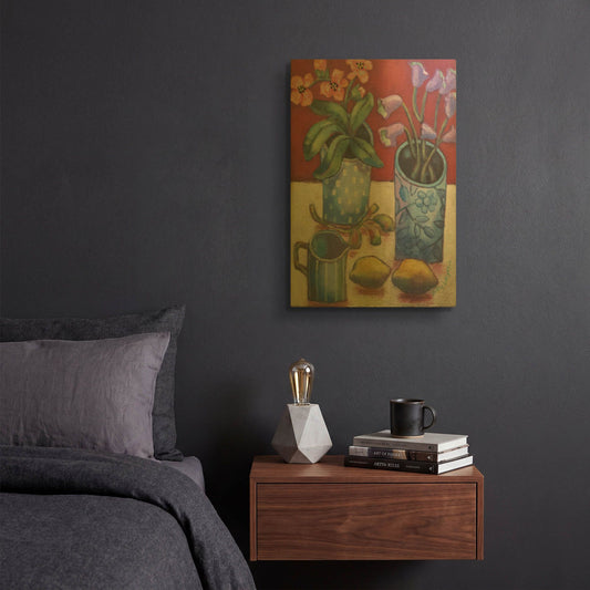 'Des fleurs et citrons' By Holly Wojhan Gold Metal Wall Art