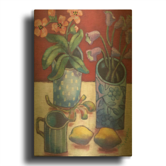 'Des fleurs et citrons' By Holly Wojhan Gold Metal Wall Art