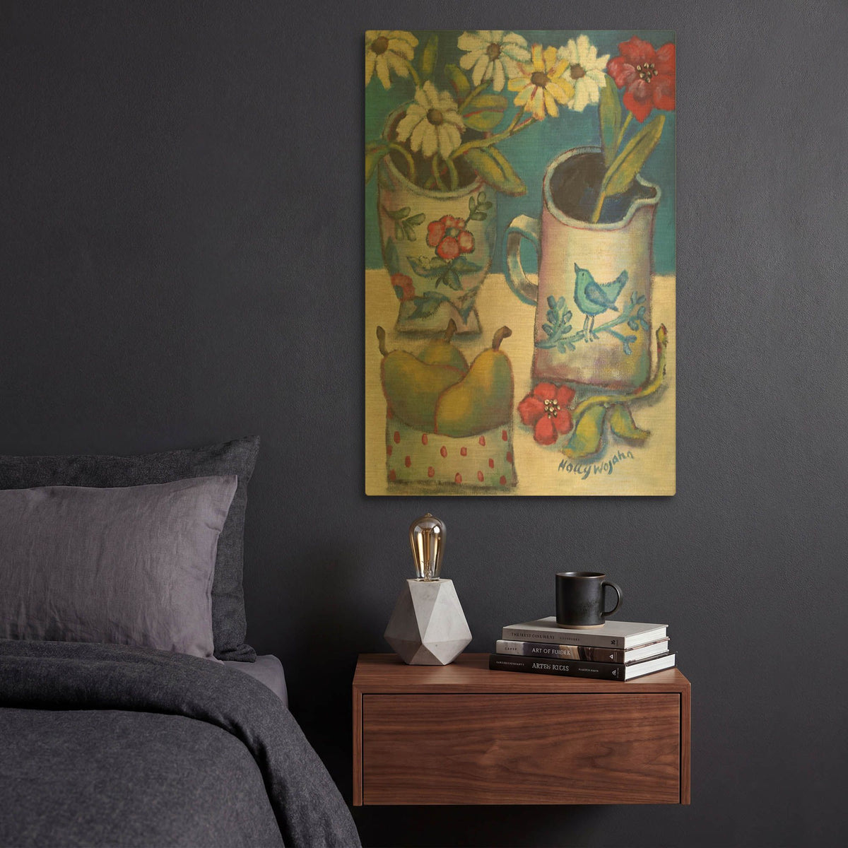 'Des fleurs et poires' By Holly Wojhan Gold Metal Wall Art