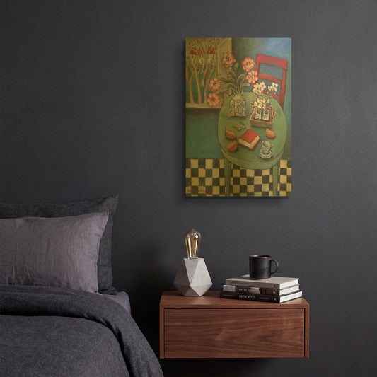 'Latable en vert' By Holly Wojhan Gold Metal Wall Art